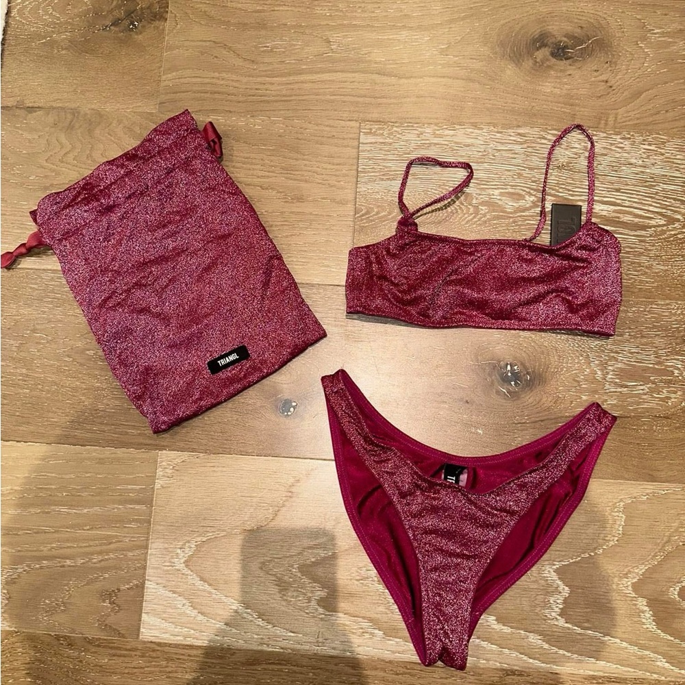 Triangl Sparkly/Shimmery Red Bikini Set